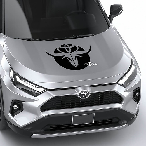 Autocollant en vinyle de capot Crâne de taureau et logo Toyota pour Toyota RAV4
