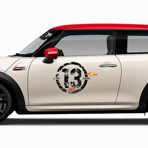 Paire d'autocollants pour portes latérales 1 sur 2000 MINI John Cooper Works GP Style Autocollant
