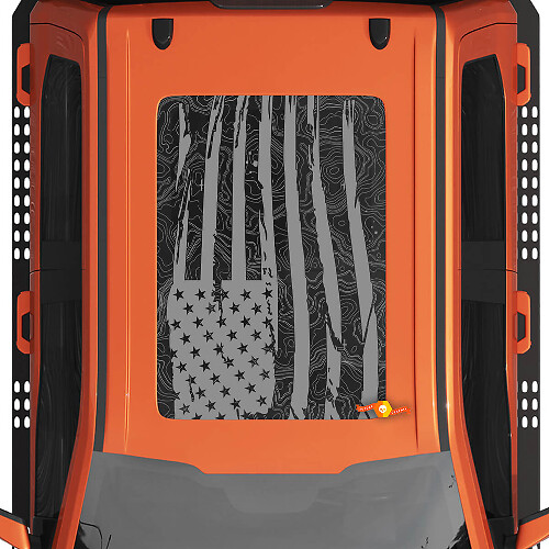 Fenêtre de toit drapeau américain avec carte topographique graphique adapté à Ford F150 Raptor vinyle autocollant kit de décalcomanie rayures

