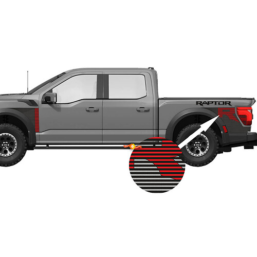 Graphiques de garde-boue avant côté chevet adaptés à 2024 Ford F150 Raptor R Vinyl Sticker Decal kit rayures
