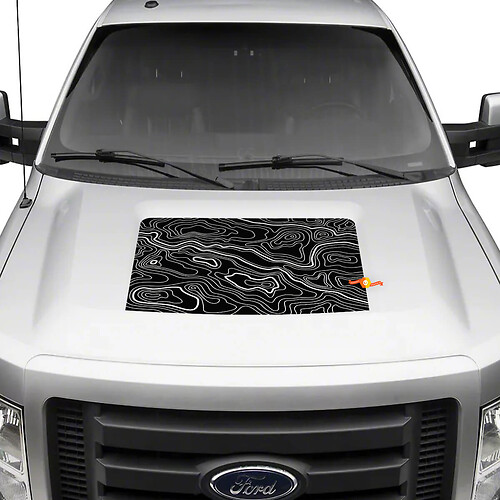 Ford F150 2013 Autocollant de capot Carte topographique Autocollants graphiques Autocollants

