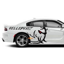 Kit d'autocollants vinyle latéraux avec logo Hellephant pour Dodge Challenger ou Charger_2