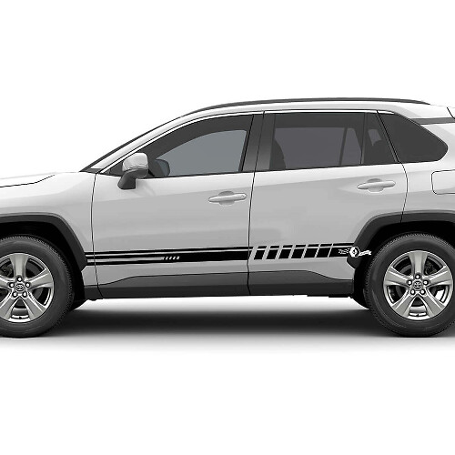 Autocollant vinyle à bandes à damier latérales pour Toyota RAV4