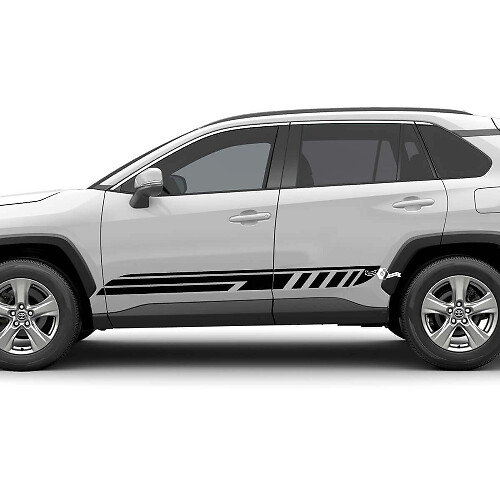 Autocollant vinyle graphique de bandes à damier de course latérales 2 pour Toyota RAV4
