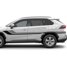 Autocollant graphique en vinyle à rayures latérales bicolores, adapté à Toyota RAV4
 2
