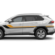 Autocollant graphique en vinyle à rayures latérales bicolores, adapté à Toyota RAV4
 3
