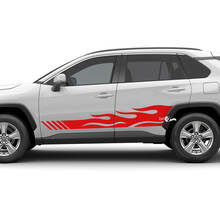 Autocollant graphique en vinyle à rayures de flamme de course latérale adapté à Toyota RAV4
 2