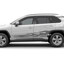 Autocollant graphique en vinyle à rayures de flamme de course latérale adapté à Toyota RAV4
 3