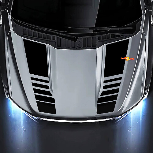 Ensemble d'autocollants vinyles rayures stroboscopiques doubles pour capot de musclecar camion 2021+