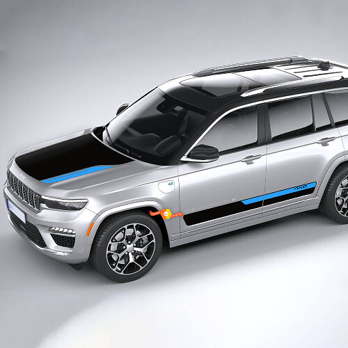 Kit de texte personnalisé 4XE Autocollants vinyle pour porte latérale et capot pour Jeep Grand Cherokee 4XE eTorque Torqueflite 4xe