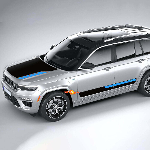 Kit d'autocollants graphiques pour capot et portières latérales 4xe pour Jeep Grand Cherokee