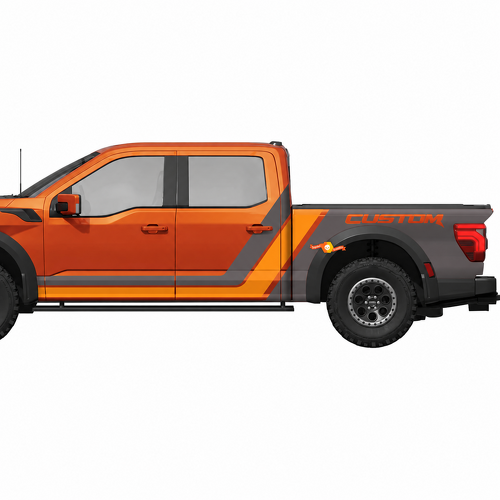 KIT DE BANDES ANGULAIRES SUR LE CÔTÉ ET SUR LA CAISSE Personnalisé Autocollant Vinyle Latéral pour Ford F-150 2013