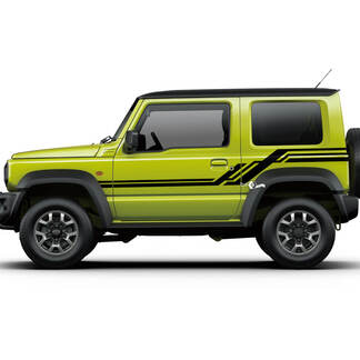 Paire Suzuki JIMNY Bandes latérales Portes Garde-boue arrière décalcomanie Logo Lignes autocollant graphique
 1