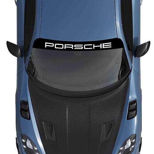 Autocollant de kit de pare-brise avec logo Porsche avec bandes de fond
