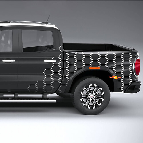 Autocollants graphiques latéraux en nid d'abeille pour GMC Canyon 2024
