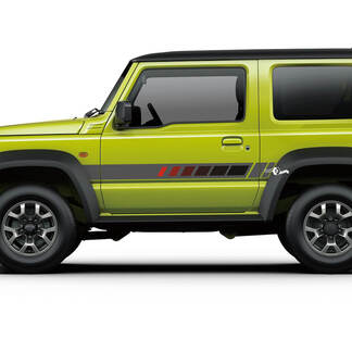 Suzuki JIMNY Side Noir Gris Rouge Rétro Stripes autocollant graphique
