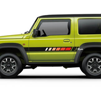 Suzuki JIMNY Side Noir Blanc Rouge Rétro Stripes autocollant graphique
