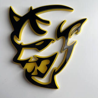 Badge 3D personnalisé Demon Dodge Charger Challenger logo Fender Badges Emblème Jaune vs Noir
