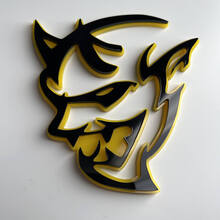 Badge 3D personnalisé Demon Dodge Charger Challenger logo Fender Badges Emblème Jaune vs Noir
 6