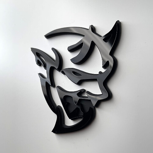 Badge 3D personnalisé Demon Dodge Charger Challenger logo Fender Badges Emblème Noir vs Noir
