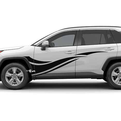 Autocollant graphique en vinyle à rayures latérales ondulées adapté à Toyota RAV4

