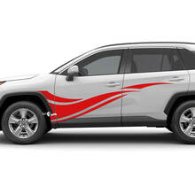 Autocollant graphique en vinyle à rayures latérales ondulées adapté à Toyota RAV4
 2