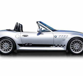 Paire BMW Z3 rayures à carreaux portes latérales vinyle autocollant autocollant
