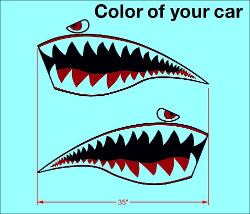 Paire Warhawk Sticker Decal Vinyl Flying Tiger Shark Teeth Jet Bite War Hawk