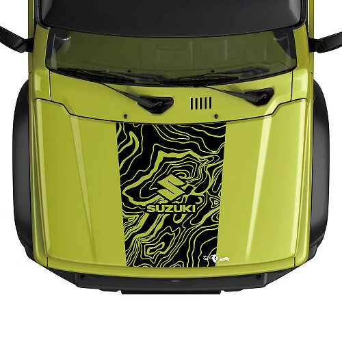 Autocollant graphique du logo de la carte topographique du capot Suzuki JIMNY
