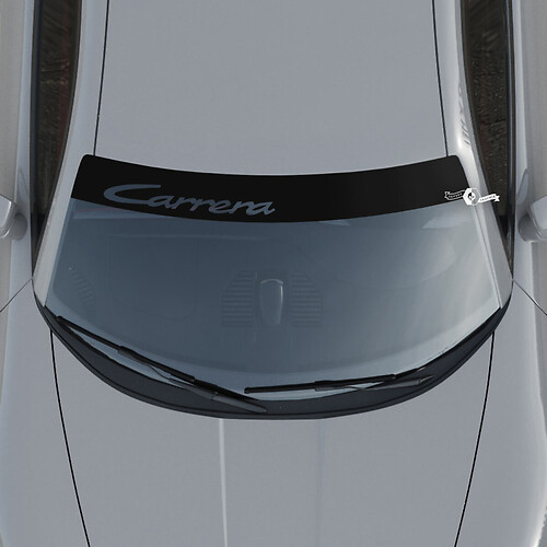 Autocollant de pare-brise avec logo Porsche Carrera avec bandes de fond
