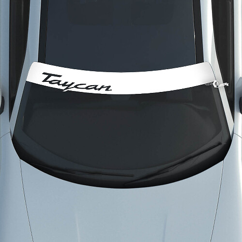 Logo Porsche Taycan Pare-brise avec kit de bandes de fond Autocollant Décalcomanie
