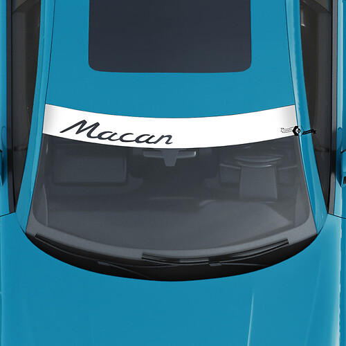 Autocollant de pare-brise avec logo Porsche Macan avec bandes de fond
