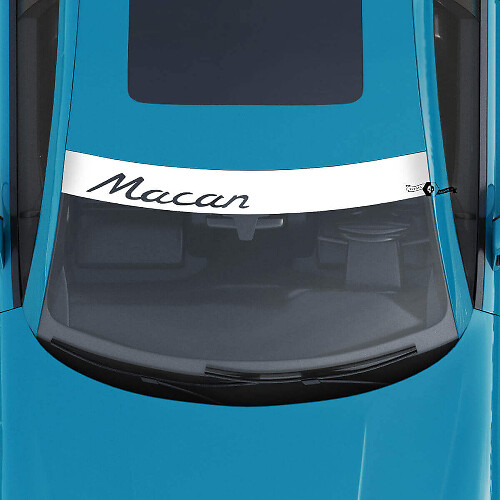 Logo Porsche Macan Pare-brise avec Kit de Bandes de Fond Autocollant Décalcomanie
