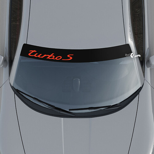 Kit autocollant pour pare-brise avec logo Porsche Turbo S avec bandes de fond 2
