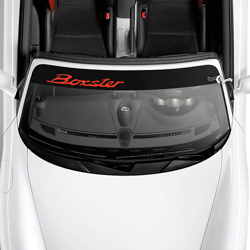 Autocollant de pare-brise avec logo Porsche Boxster avec bandes de fond
