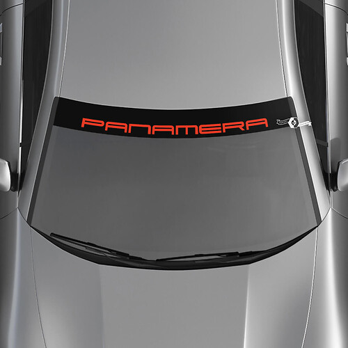 Autocollant de pare-brise avec logo Porsche Panamera avec bandes de fond
