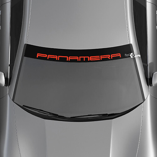 Autocollant de pare-brise avec logo Porsche Panamera avec bandes de fond
