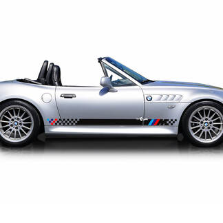 Paire BMW Z3 M rayures drapeau à damier portes latérales vinyle autocollant autocollant
 1