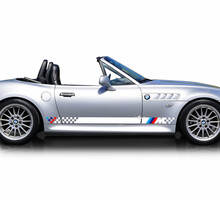 Paire BMW Z3 M rayures drapeau à damier portes latérales vinyle autocollant autocollant
 2