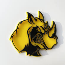 Badge 3D personnalisé, logo Rhino en colère, emblème de garde-boue
 3