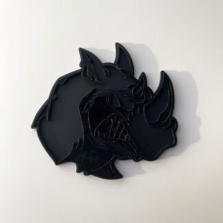 Badge 3D personnalisé, logo Rhino en colère, badges d'aile, emblème noir
 1