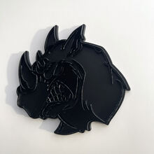 Badge 3D personnalisé, logo Rhino en colère, badges d'aile, emblème noir
 2