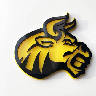 Badge 3D personnalisé, logo Bull Angry, emblème de badges d'aile
