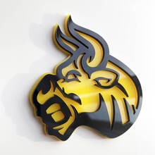 Badge 3D personnalisé, logo Bull Angry, emblème de badges d'aile
 2