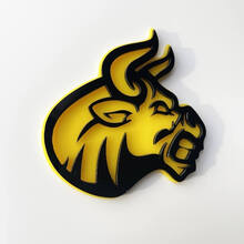 Badge 3D personnalisé, logo Bull Angry, emblème de badges d'aile
 3