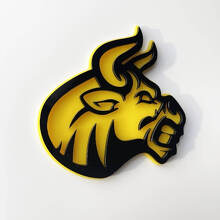 Badge 3D personnalisé, logo Bull Angry, emblème de badges d'aile
 3