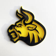 Badge 3D personnalisé, logo Bull Angry, emblème de badges d'aile
 4