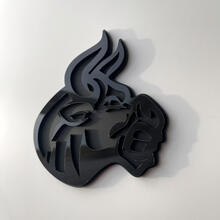 Badge 3D personnalisé, logo Bull Angry, badges de garde-boue, emblème noir et noir
 2