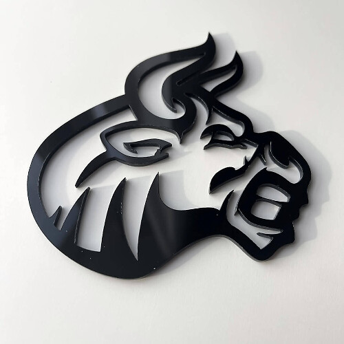 Badge d'aile 3D Taureau Enragé Noir Brillant
