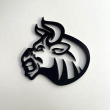 Badge d'aile 3D Taureau Enragé Noir Brillant_2